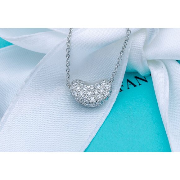 100% Authentic Tiffany & Co. Diamond Bean Necklace Elsa Peretti Vintage 11mm - Picture 2 of 7